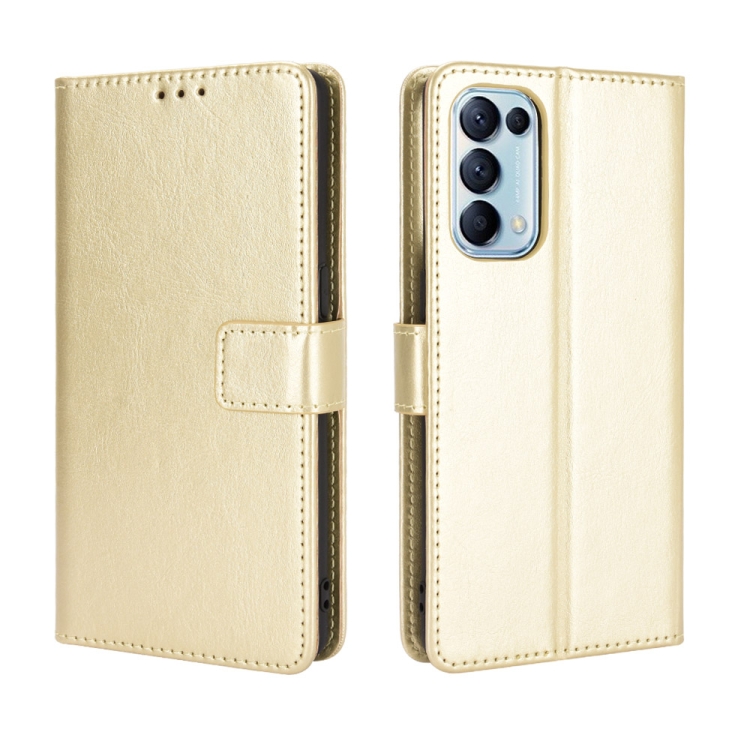 

For OPPO Reno5 5G Retro Crazy Horse Texture Horizontal Flip Leather Case with Holder & Card Slots & Photo Frame(Gold)