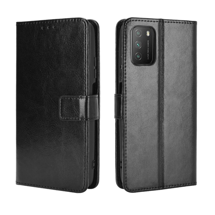 

For Xiaomi Poco M3 Retro Crazy Horse Texture Horizontal Flip Leather Case with Holder & Card Slots & Photo Frame(Black)