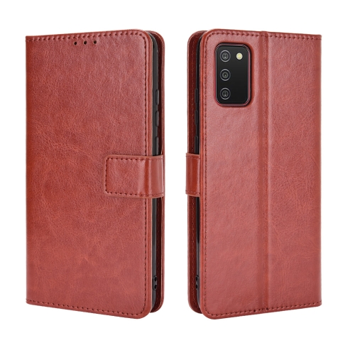 

For Samsung Galaxy A02s (US Version) Retro Crazy Horse Texture Horizontal Flip Leather Case with Holder & Card Slots & Photo Frame(Brown)