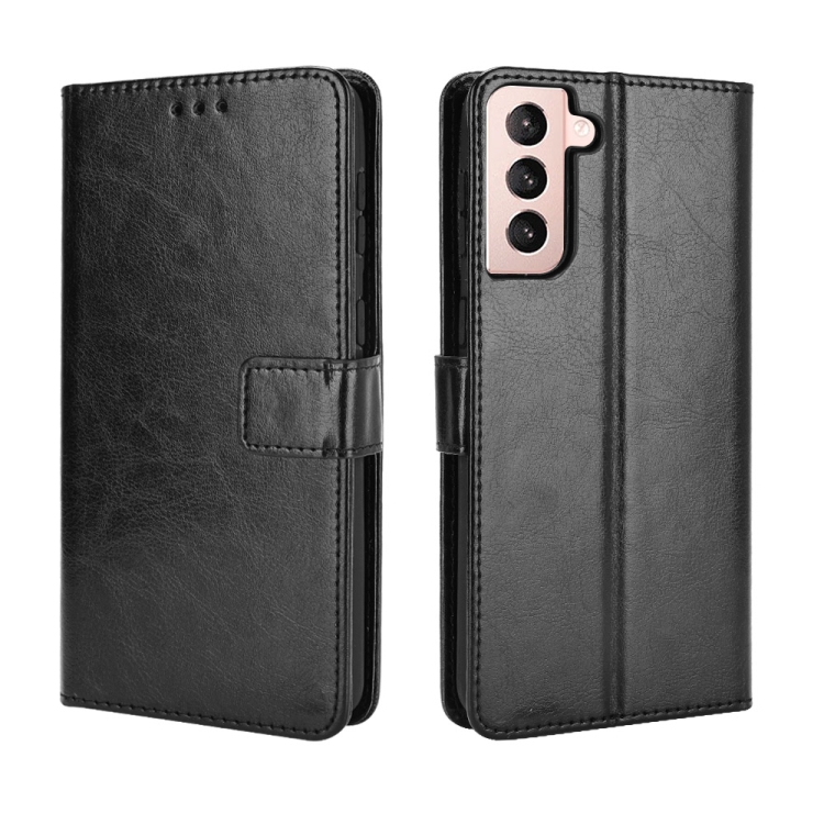 

For Samsung Galaxy S21+ 5G Retro Crazy Horse Texture Horizontal Flip Leather Case with Holder & Card Slots & Photo Frame(Black)