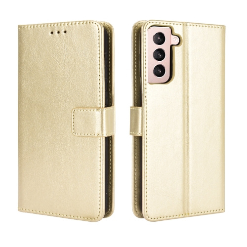 

For Samsung Galaxy S21+ 5G Retro Crazy Horse Texture Horizontal Flip Leather Case with Holder & Card Slots & Photo Frame(Gold)