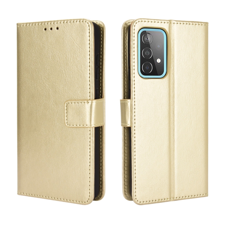 

For Samsung Galaxy A52 5G / 4G Retro Crazy Horse Texture Horizontal Flip Leather Case with Holder & Card Slots & Photo Frame(Gold)