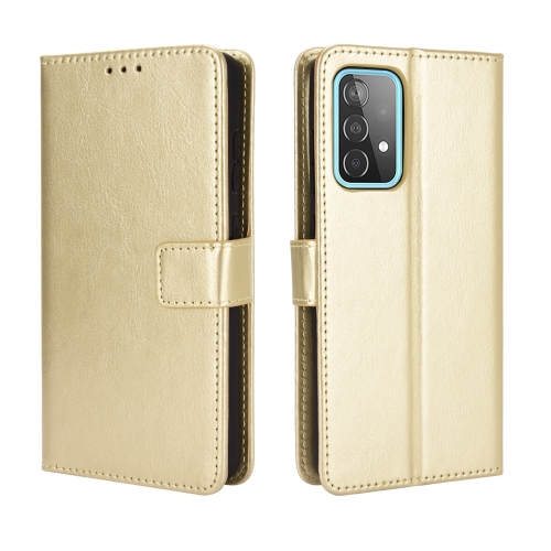 

For Samsung Galaxy A72 5G / 4G Retro Crazy Horse Texture Horizontal Flip Leather Case with Holder & Card Slots & Photo Frame(Gold)