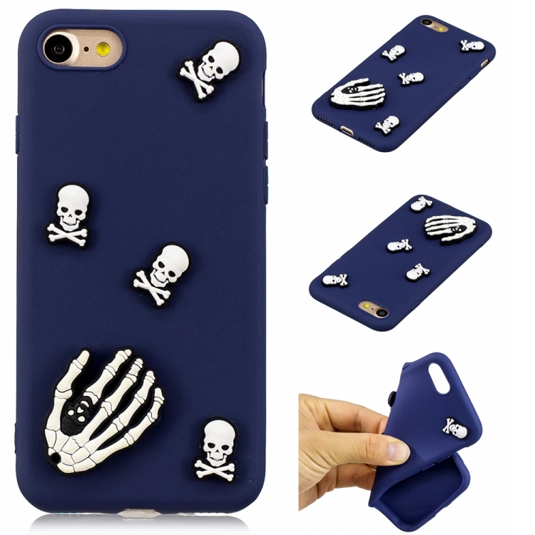 

For iPhone 8 & 7 Shockproof TPU + Silicone Cartoon Pattern Protective Case(Ghost Head)