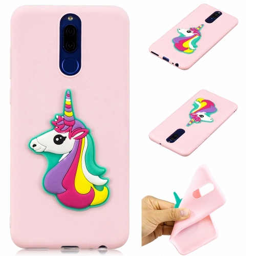 

For Huawei Mate 10 Lite Shockproof TPU + Silicone Cartoon Pattern Protective Case(Pink Rainbow Horse)