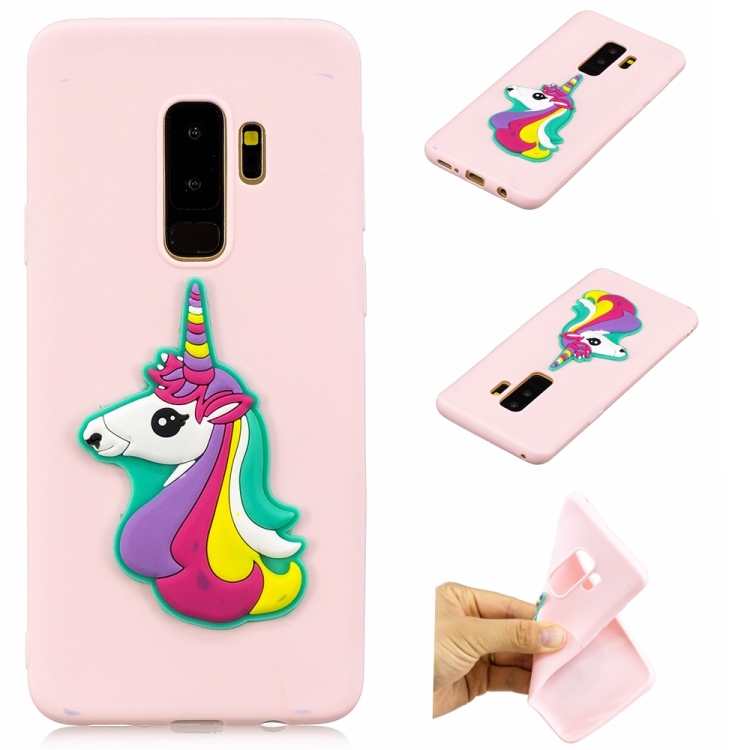 

For Galaxy S9+ Shockproof TPU + Silicone Cartoon Pattern Protective Case(Pink Rainbow Horse)