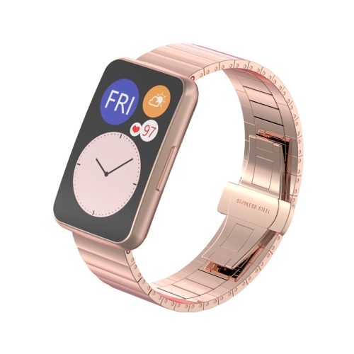 

For Huawei Watch Fit Bamboo Joint Metal Replacement Strap Watchband(Rose Gold)