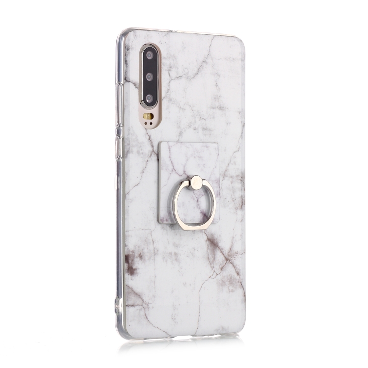 

For Huawei P30 Coloured Drawing Pattern IMD Workmanship Soft TPU Protective Case With Holder(White)