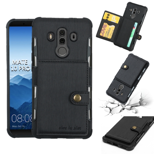 

For Huawei Mate 10 Pro Brushed Texture Shockproof PU + TPU Case, with Card Slots & Wallet & Photo Frame(Black)