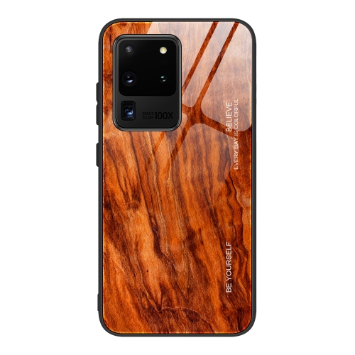 

For Samsung Galaxy S20 Wood Grain Glass Protective Case(M06)