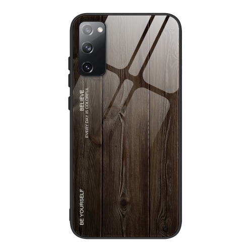 

For Samsung Galaxy S20 FE Wood Grain Glass Protective Case(M01)