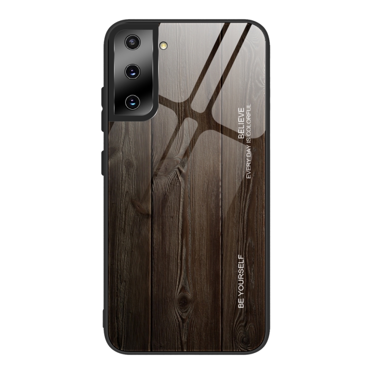 

For Samsung Galaxy S21 5G Wood Grain Glass Protective Case(M01)