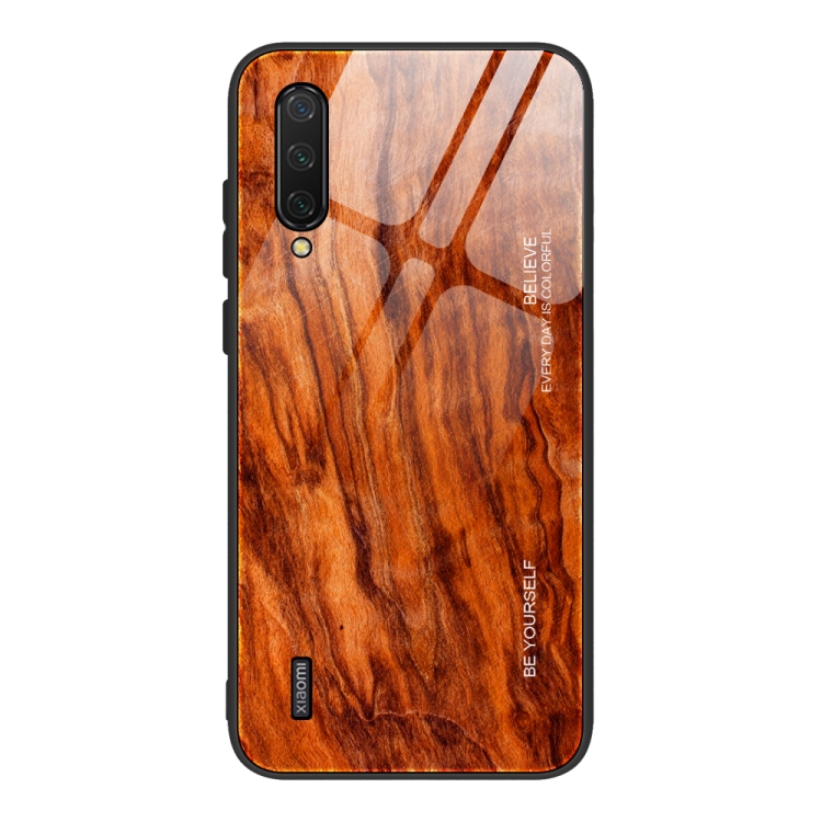 

For Xiaomi Mi CC9 Wood Grain Glass Protective Case(M06)