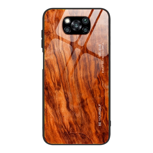 

For Xiaomi Poco X3 NFC Wood Grain Glass Protective Case(M06)