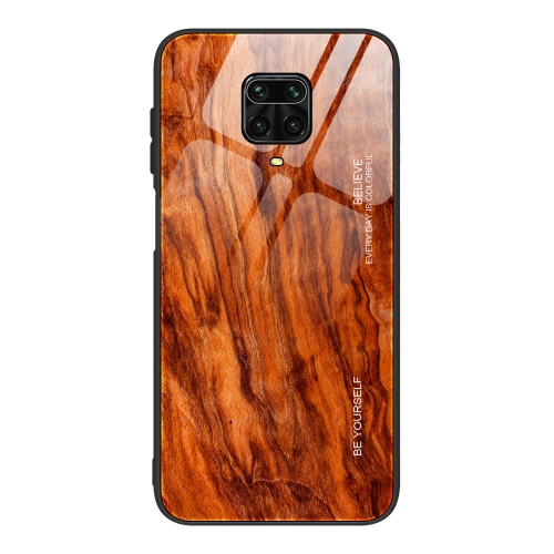 

For Xiaomi Redmi Note 9S Wood Grain Glass Protective Case(M06)