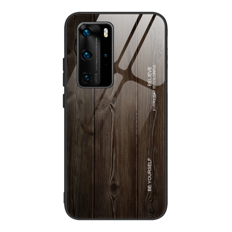 

For Huawei P40 Pro Wood Grain Glass Protective Case(M01)