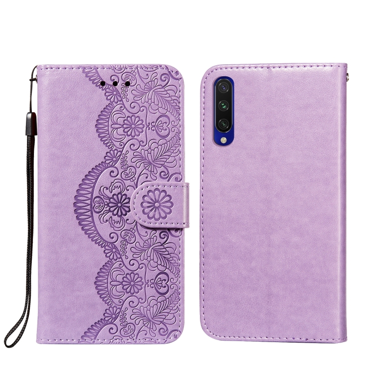 

For Xiaomi Mi CC9e / Mi A3 Flower Vine Embossing Pattern Horizontal Flip Leather Case with Card Slot & Holder & Wallet & Lanyard(Purple)