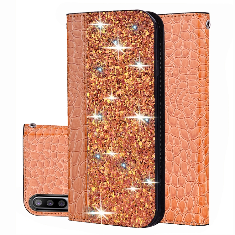 

For Xiaomi Mi CC9e / Mi A3 Crocodile Texture Glitter Powder Horizontal Flip Leather Case with Card Slots & Holder(Orange)
