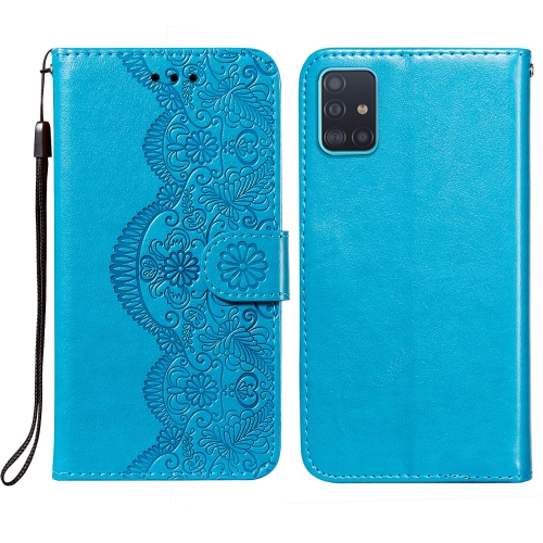 

For Samsung Galaxy A81/ Note10 Lite Flower Vine Embossing Pattern Horizontal Flip Leather Case with Card Slot & Holder & Wallet & Lanyard(Blue)