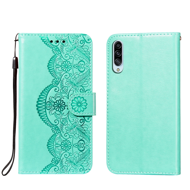 

For Samsung Galaxy A90 5G Flower Vine Embossing Pattern Horizontal Flip Leather Case with Card Slot & Holder & Wallet & Lanyard(Green)