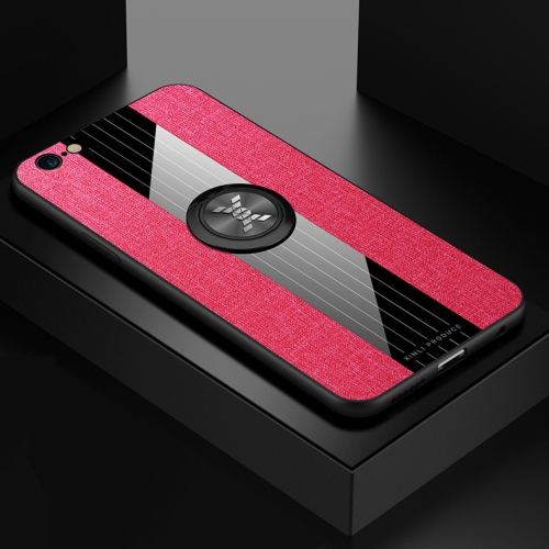 

For iPhone 6 Plus / 6s Plus XINLI Stitching Cloth Textue Shockproof TPU Protective Case with Ring Holder(Red)