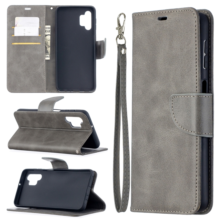 

For Samsung Galaxy A32 5G Retro Lambskin Texture Pure Color Horizontal Flip PU Leather Case with Holder & Card Slots & Wallet & Lanyard(Grey)