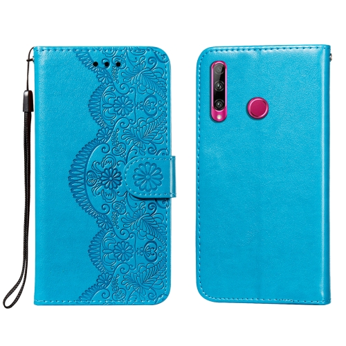 

For Huawei Honor 10i Flower Vine Embossing Pattern Horizontal Flip Leather Case with Card Slot & Holder & Wallet & Lanyard(Blue)