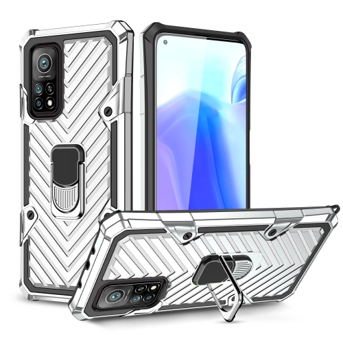 

For Xiaomi Mi 10T 5G / 10T Pro 5G Cool Armor PC + TPU Shockproof Case with 360 Degree Rotation Ring Holder(Silver)