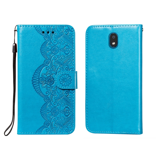 

For LG K30 Flower Vine Embossing Pattern Horizontal Flip Leather Case with Card Slot & Holder & Wallet & Lanyard(Blue)