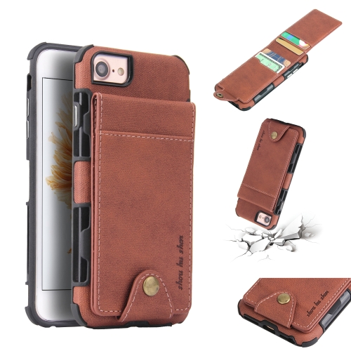 

For iPhone 8 & 7 Cloth Texture + TPU Shockproof Protective Case with Vertical Flip Card Slots(Brown)
