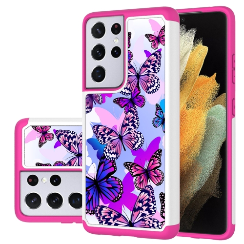 

For Samsung Galaxy S21 Ultra 5G Coloured Drawing Pattern PU + TPU Protective Case(Butterfly)