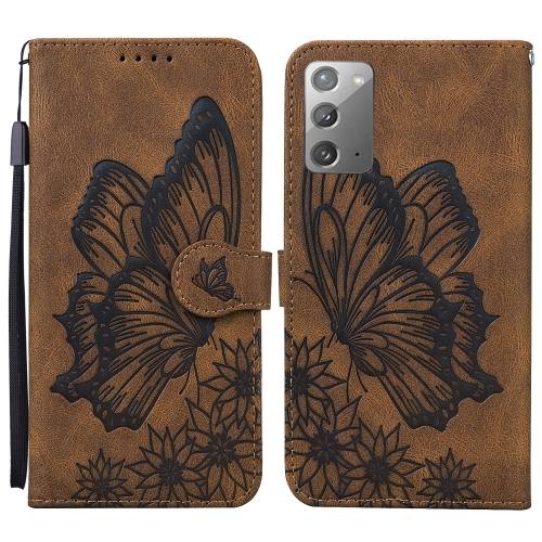 

For Samsung Galaxy Note20 5G Retro Skin Feel Butterflies Embossing Horizontal Flip Leather Case with Holder & Card Slots & Wallet(Brown)