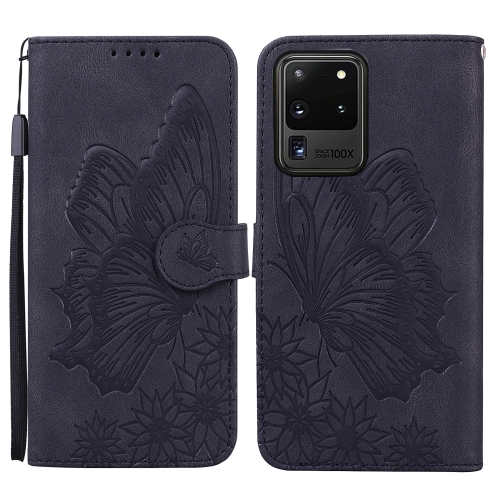 

For Samsung Galaxy S20 Ultra Retro Skin Feel Butterflies Embossing Horizontal Flip Leather Case with Holder & Card Slots & Wallet(Black)