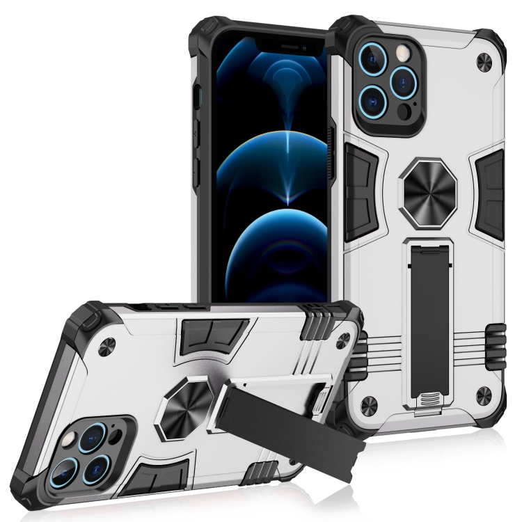 

Shockproof TPU + PC Protective Case with Invisible Holder For iPhone 12 Pro(Silver)