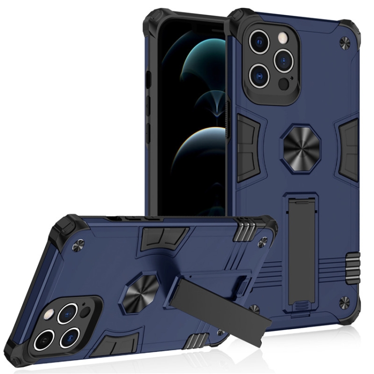 

Shockproof TPU + PC Protective Case with Invisible Holder For iPhone 12 Pro Max(Blue)
