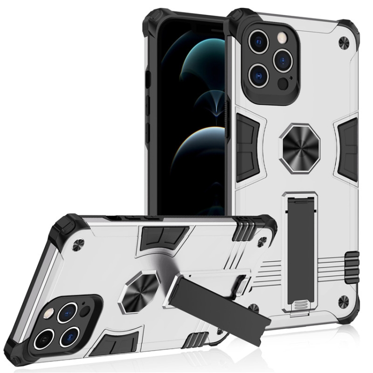 

Shockproof TPU + PC Protective Case with Invisible Holder For iPhone 12 Pro Max(Silver)