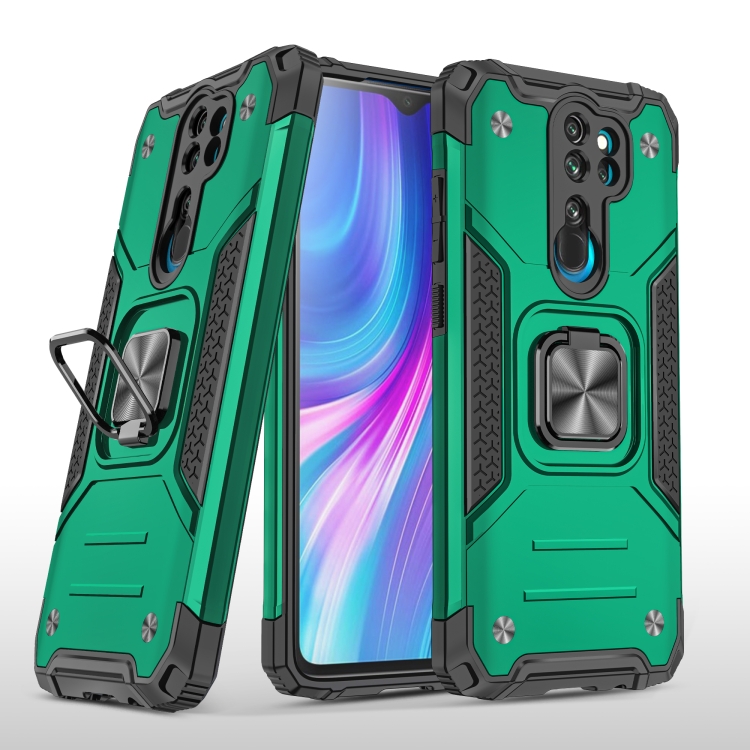 

For Xiaomi Redmi Note 8 Pro Magnetic Armor Shockproof TPU + PC Case with Metal Ring Holder(Dark Green)