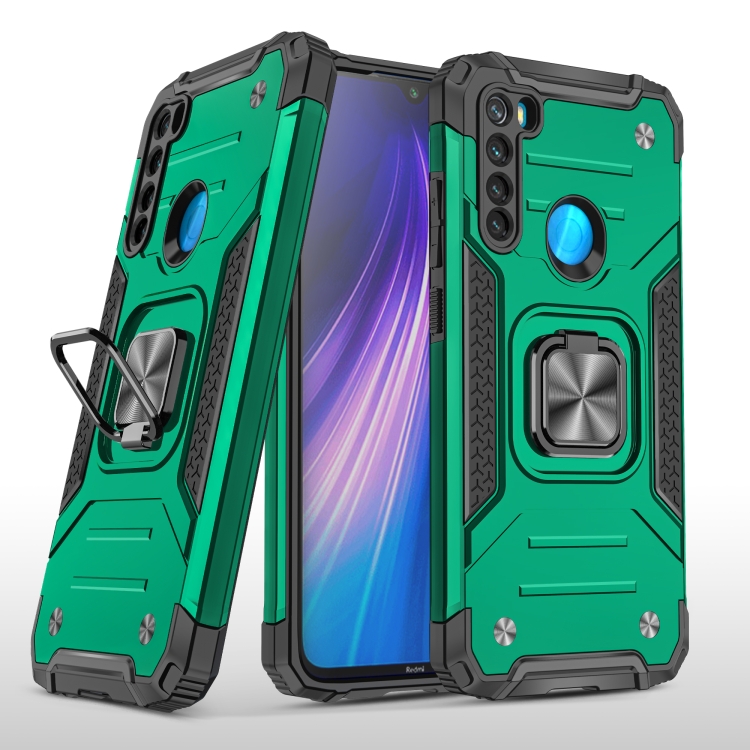 

For Xiaomi Redmi Note 8 Magnetic Armor Shockproof TPU + PC Case with Metal Ring Holder(Dark Green)
