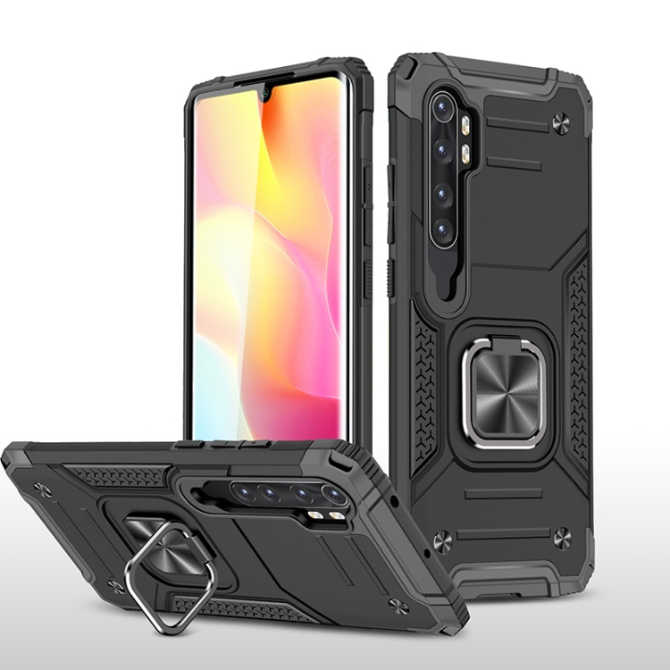 

For Xiaomi Note 10 Lite Magnetic Armor Shockproof TPU + PC Case with Metal Ring Holder(Black)