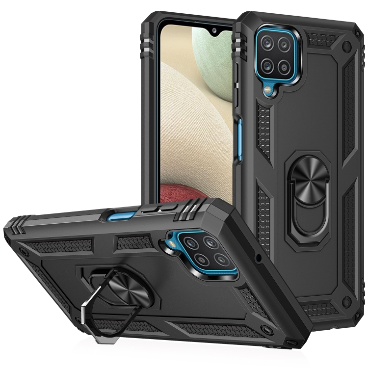 

For Samsung Galaxy A12 5G Shockproof TPU + PC Protective Case with 360 Degree Rotating Holder(Black)