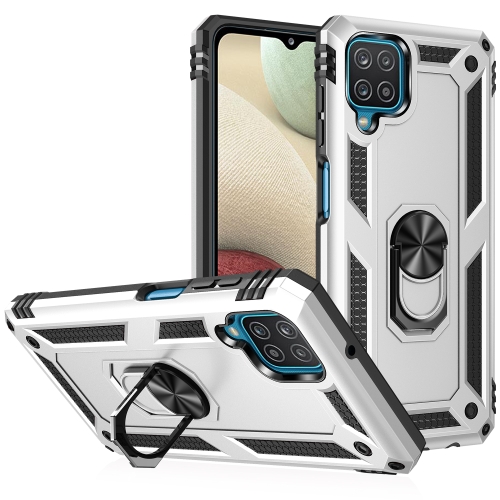 

For Samsung Galaxy A12 5G Shockproof TPU + PC Protective Case with 360 Degree Rotating Holder(Silver)