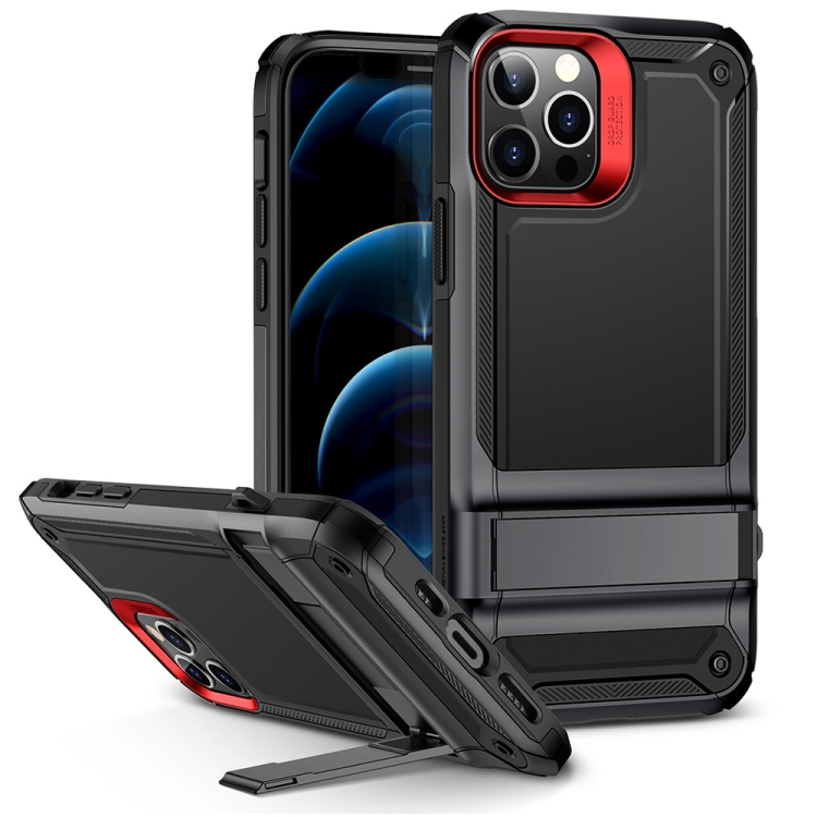 

ESR Machina TPU + Aluminium Alloy Shockproof Anti-scratch Protective Case With Holder For iPhone 12 / 12 Pro(Black)