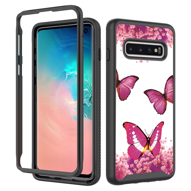 

For Samsung Galaxy S10 3 in 1 Card PC + TPU Shockproof Protective Case(Rose Red Butterfly)