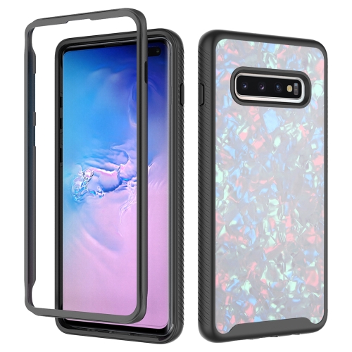 

For Samsung Galaxy S10+ 3 in 1 Card PC + TPU Shockproof Protective Case(White Shell Pattern)