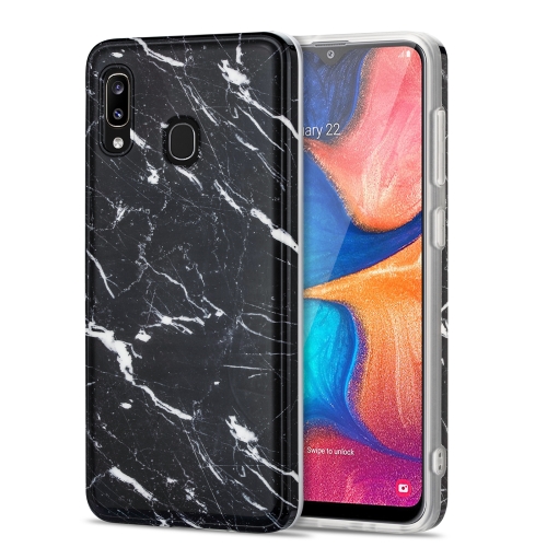 

For Samsung Galaxy A20 / A30 TPU Glossy Marble Pattern IMD Protective Case(Black)