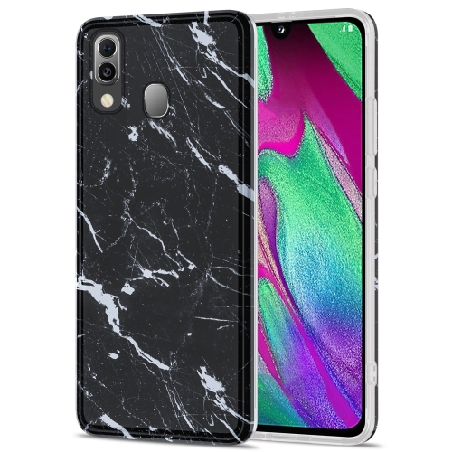

For Samsung Galaxy A40 TPU Glossy Marble Pattern IMD Protective Case(Black)