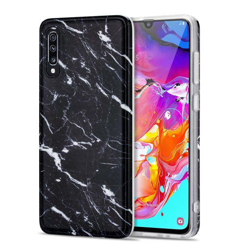 

For Samsung Galaxy A70 TPU Glossy Marble Pattern IMD Protective Case(Black)