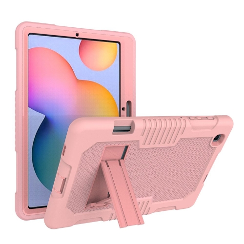 

Contrast Color Robot Shockproof Silicone + PC Protective Case with Holder For Samsung Galaxy Tab S6 Lite P610(Rose Gold)