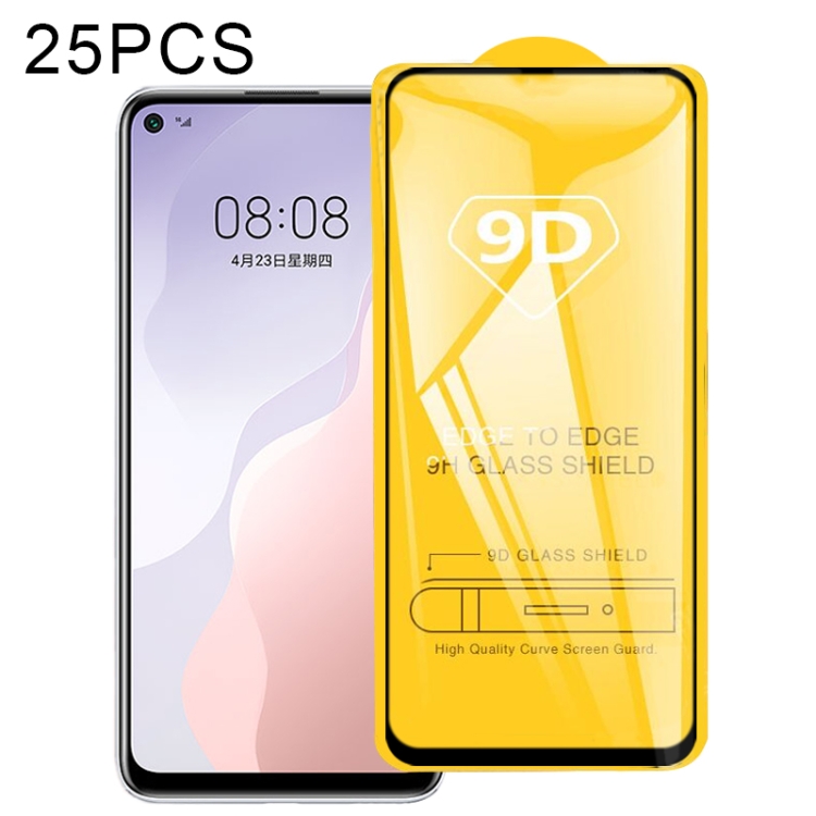 

For Huawei Nova 7 SE 25 PCS 9D Full Glue Full Screen Tempered Glass Film