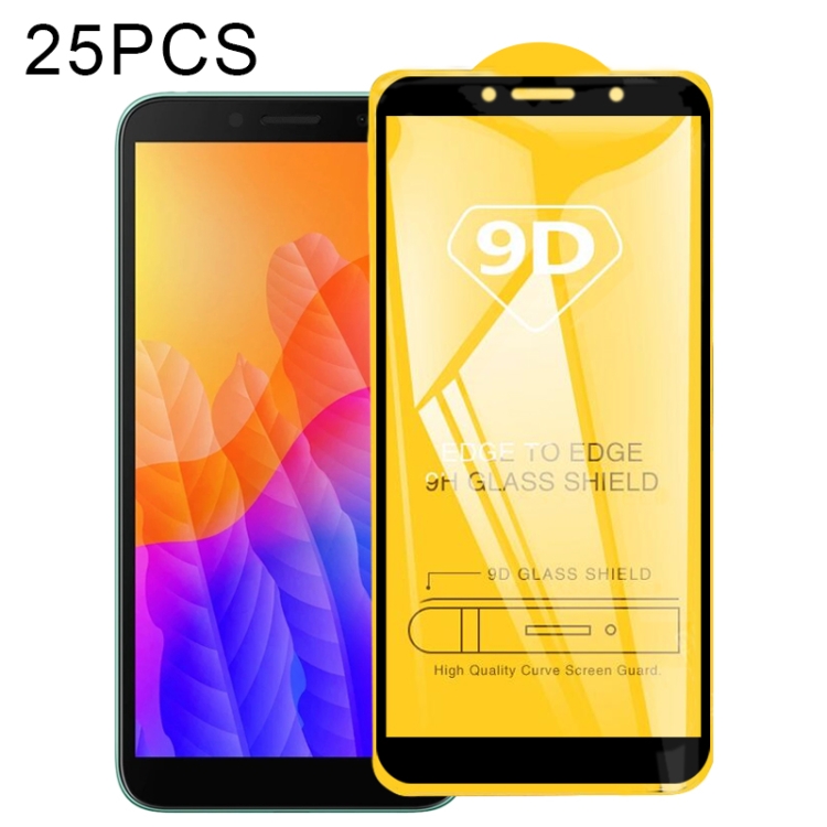 

For Huawei Y5p 25 PCS 9D Full Glue Full Screen Tempered Glass Film